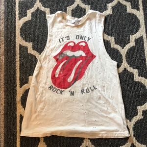 White distressed  daydreamer tank top